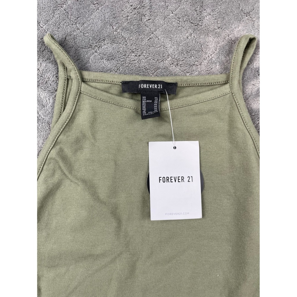 Forever‎ 21 Light Olive Green Ribbed Tank Dress XL Sleeveless Mini - Picture 7 of 9